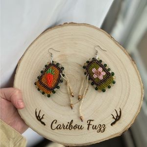 SOLD**Handmade Beaded Earrings - Spring Seed Packet Freshwater Pearl Earrings